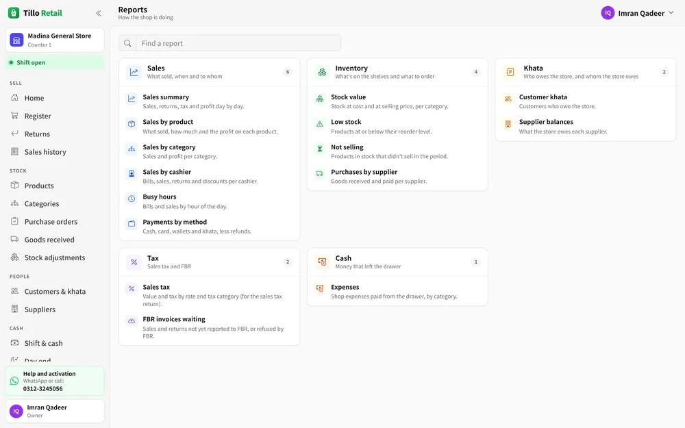 The list of reports